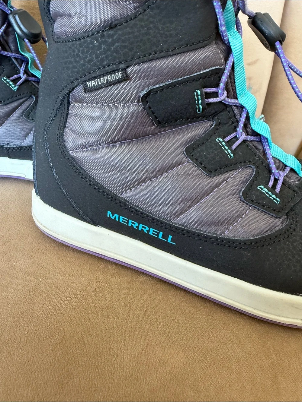Merrell Kids Waterproof Winter Snow Boots Purple Black Size 4 Youth Insulated